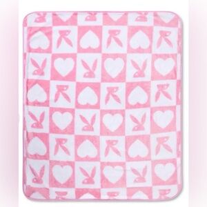 PLAYBOY Reversible Lite Pink Heart Throw Blanket- NWT